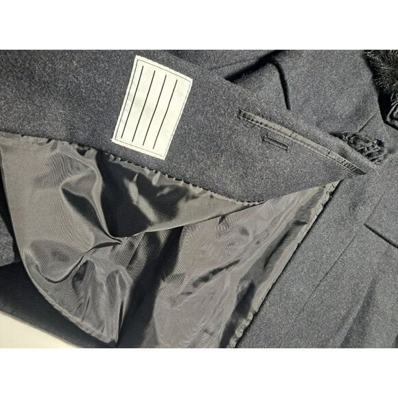 Rothschild Girls 2T Gray Wool Coat Faux Fur Collar & Rosette Buttons Vintage - Picture 5 of 10